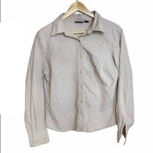 Y2k Pintuck Tan Button Down Womens Large
